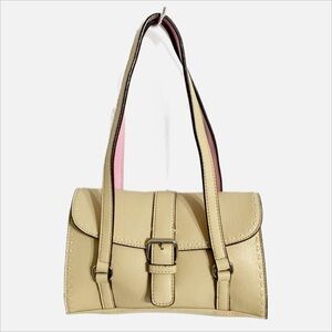 Liz Claiborne Faux Leather Mini Shoulder Bag Signature Printed Lining Flap Close